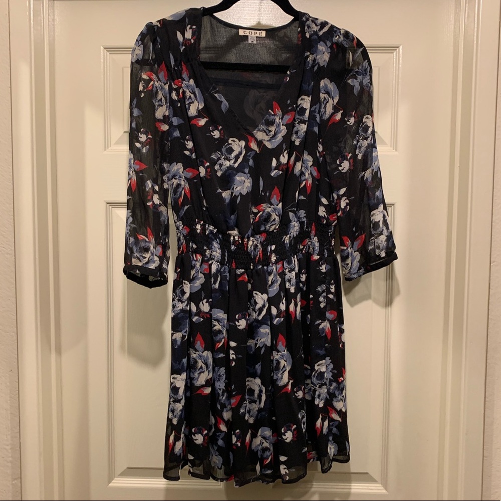 Floral Print Dress with Sleeves
